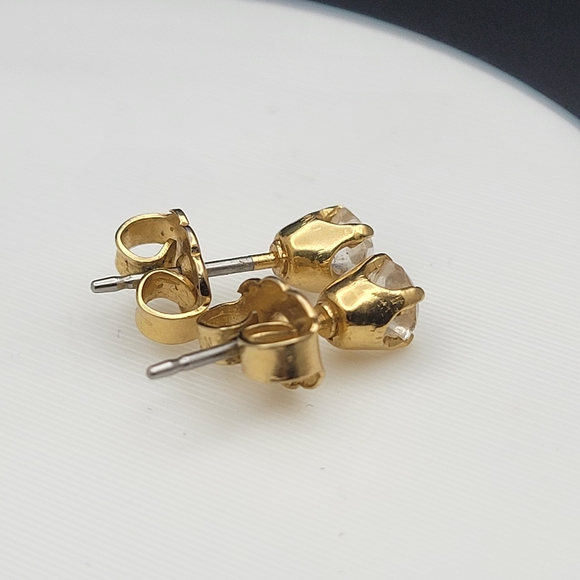 Avon Gold-Tone Stud Earrings with Champagne Stones - Women Jewelry - Picture 4 of 10